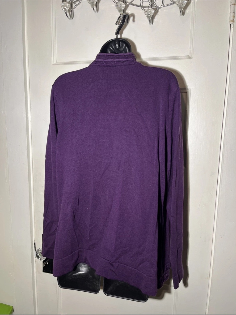 Women’s Cardigan Sweaters Size Medium Studio Style Purple Open Front - Picture 4 of 5